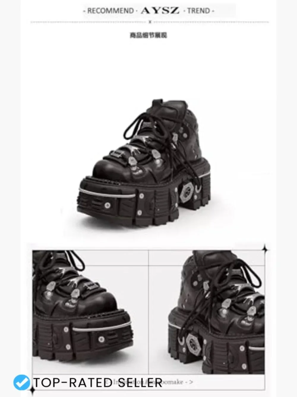 Y2K Skull Platform Derby Shoes Goth Punk Chunky Height Increase Sneakers